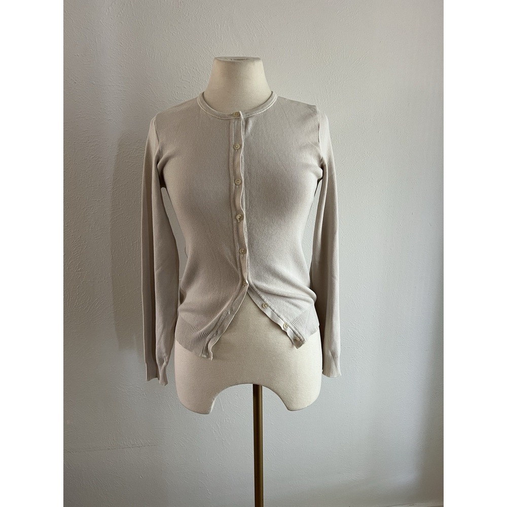 United Colors of Benetton Beige Cardigan Sweater Made in Italy Long Sleeve Med